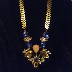 Regal rhinestone necklace with pink and cobalt acc